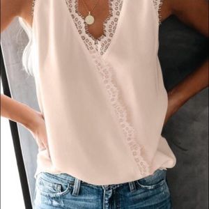 Cream Lace edge Tank Blouse